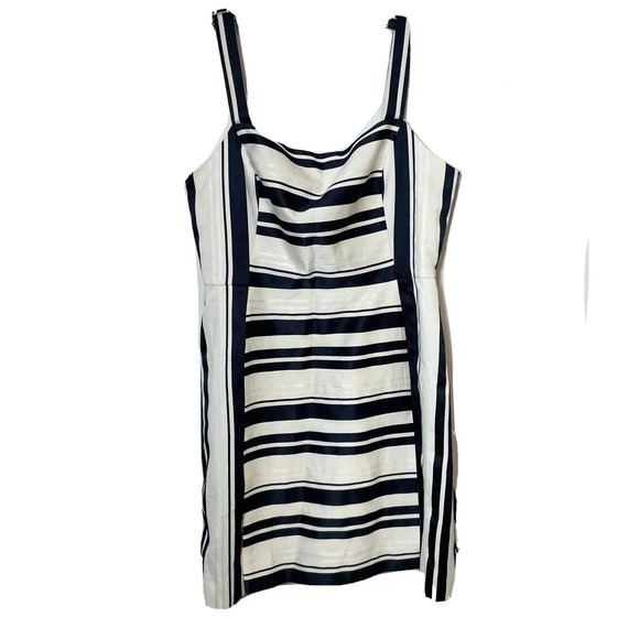 Eliza J Dresses & Skirts - Eliza J Sleeveless Jacquard Striped Mini Tank Dress Navy Blue Size L Slit Lined